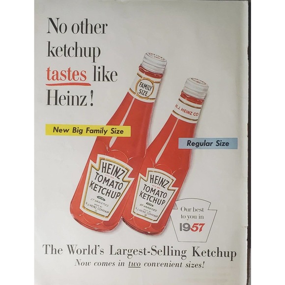 Heinz Tomato Ketchup Print Ad 1957 - Picture 1 of 1